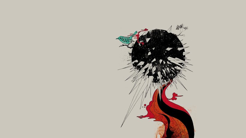 Spiky Black Sphere with Bird