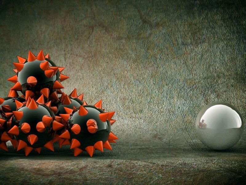 Spiky black spheres and a silver ball