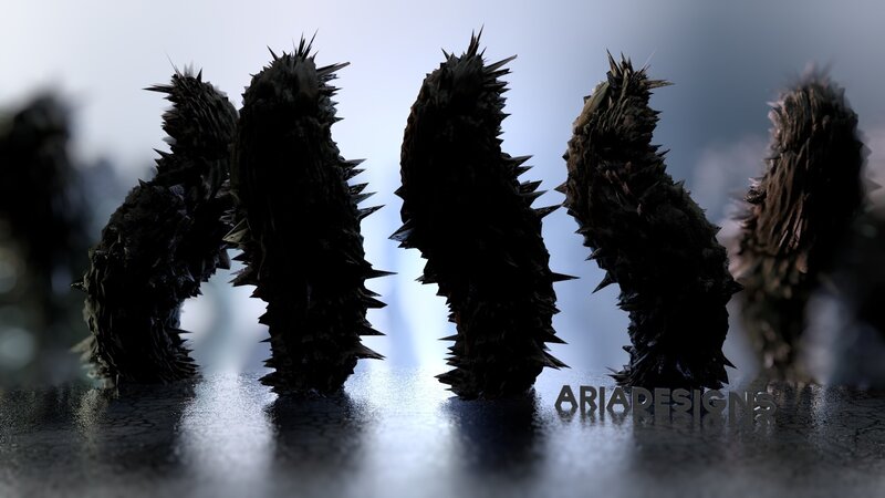 Spiky creatures in dark setting