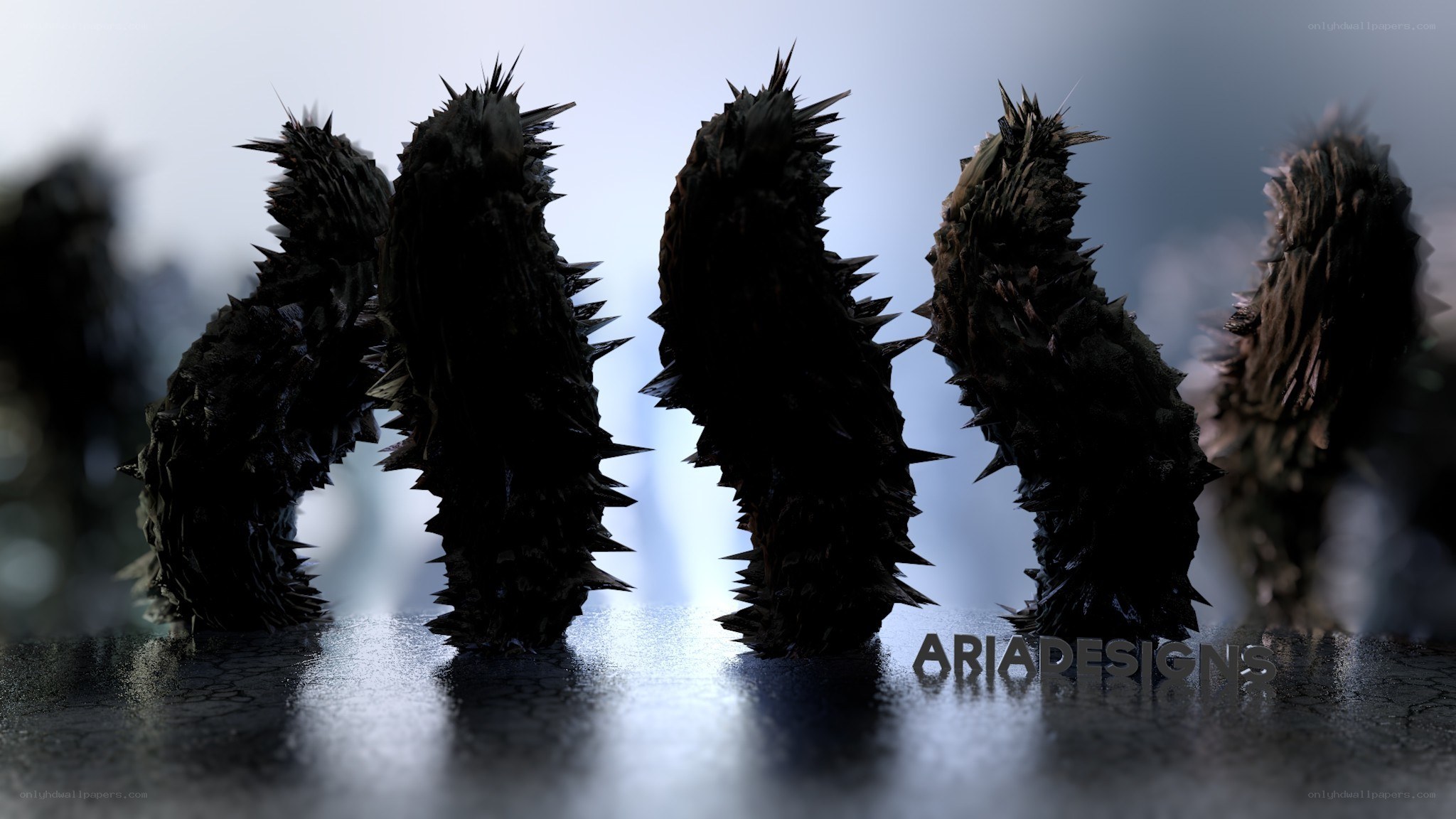 Spiky creatures in dark setting