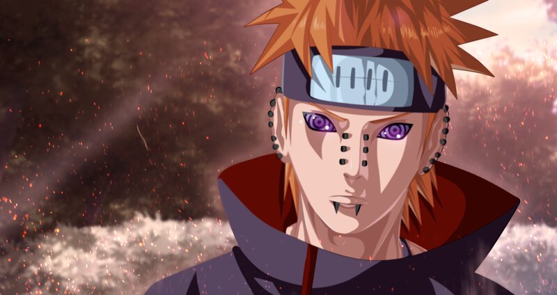 Spiky-haired Anime Character — Orange, Dramatic, Sunset