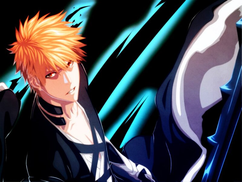 Spiky-haired Anime Character — Orange, Dramatic, Sword