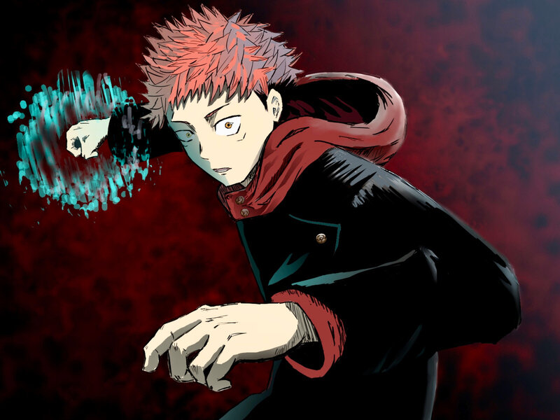 Spiky-haired Anime Character — Red