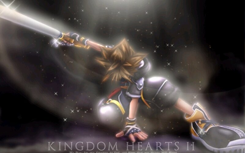 Spiky-haired Boy with Keyblade — Black, Dramatic, Night