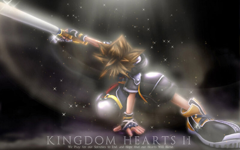 Spiky-haired Boy with Keyblade — Black, Dramatic