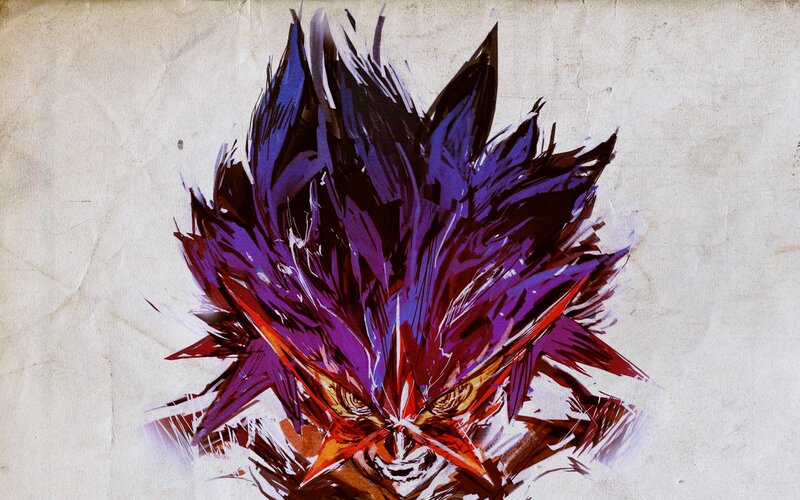 Spiky-haired Character — Purple, Dramatic