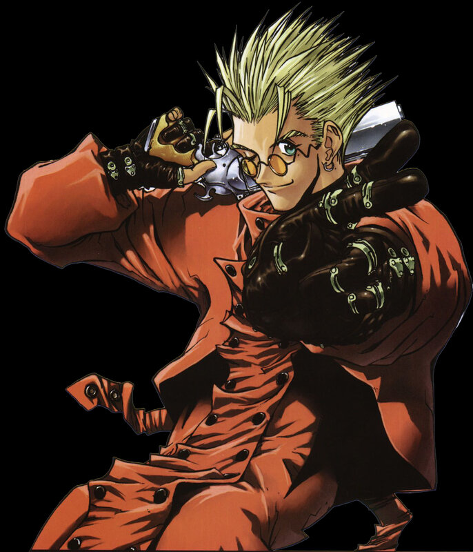 Spiky-haired character with gun