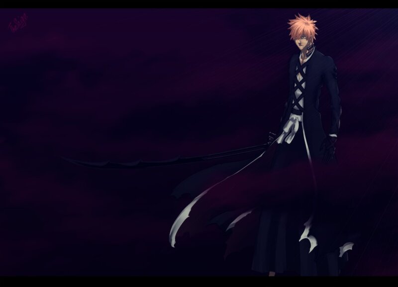 Spiky-haired Character with Sword — Purple