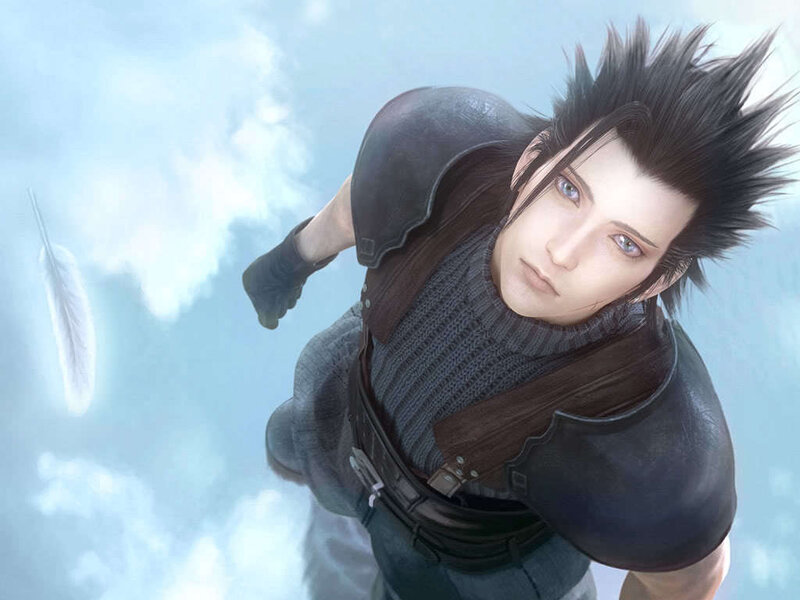 Spiky-haired Man in Armor — Blue, Serene