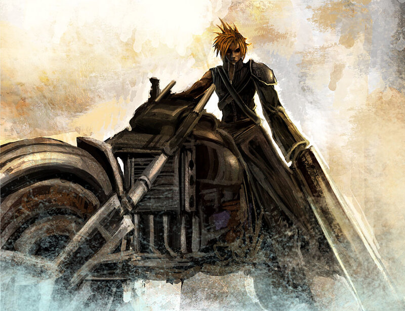 Spiky-haired Man on Bike