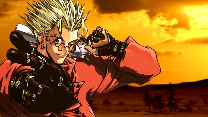 Spiky-haired Man with Gun — Orange