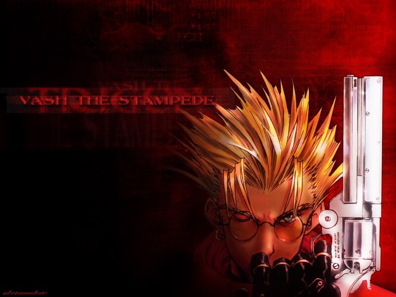 Spiky-haired Man with Gun — Red, Dramatic, Anime, Glasses