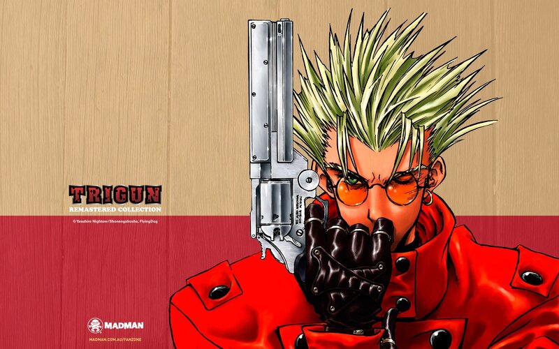 Spiky-haired Man with Gun — Red