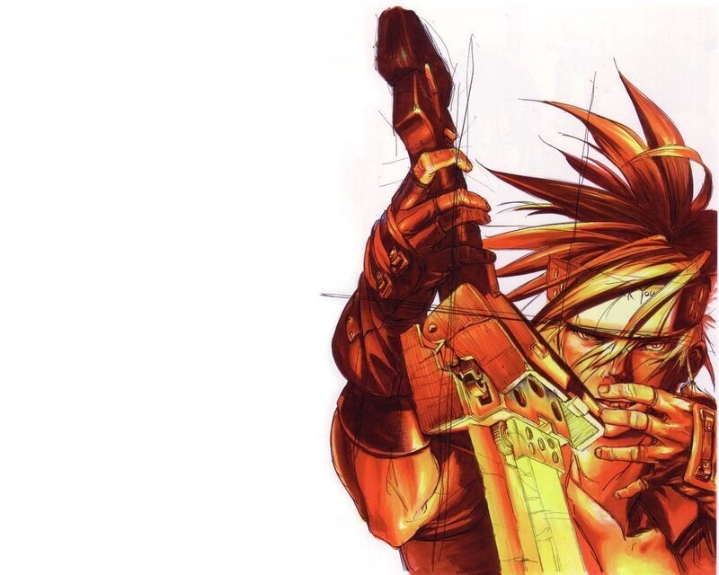 Spiky-haired Man with Gun
