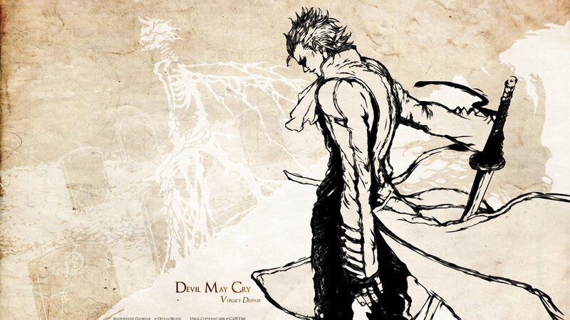 Spiky-haired Man with Sword — Black, Dramatic, Manga, Skeleton