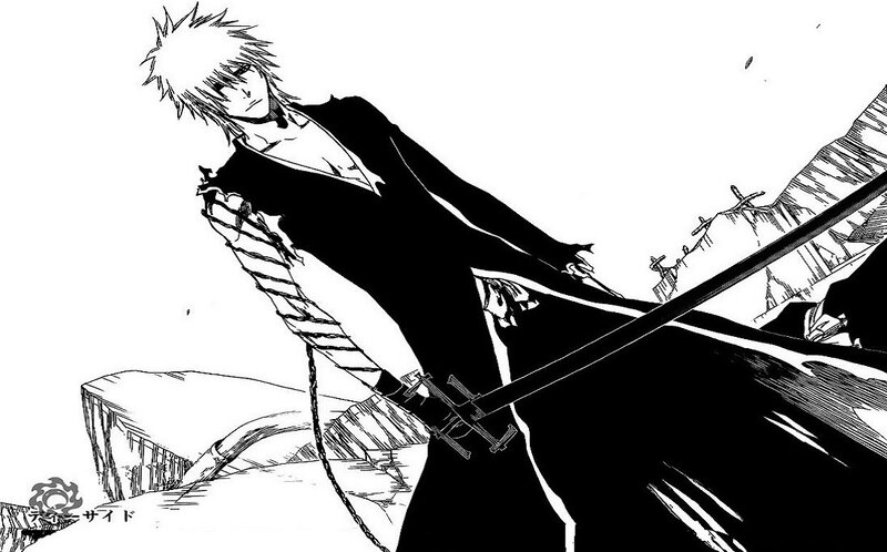 Spiky-haired Man with Sword — Black, Dramatic