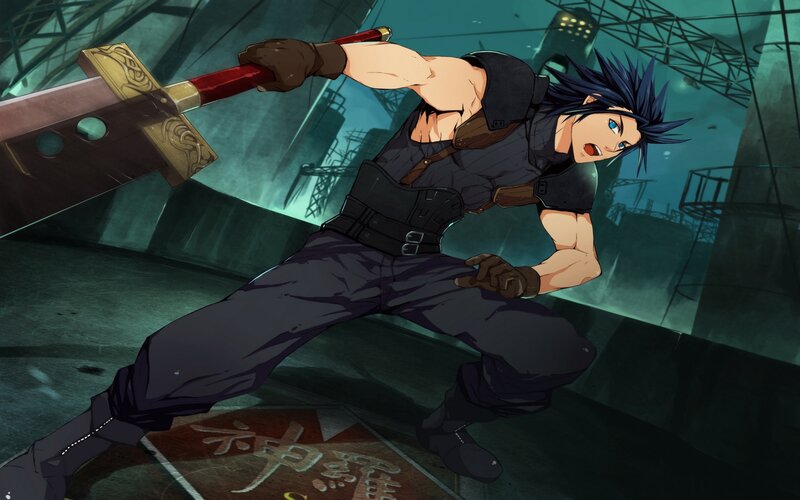 Spiky-haired Man with Sword — Blue
