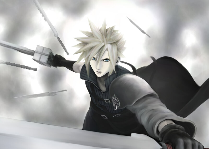 Spiky-haired Man with Swords