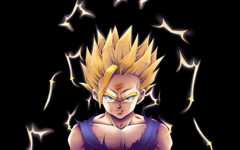 Spiky-haired Warrior — Black, Intense, Anime