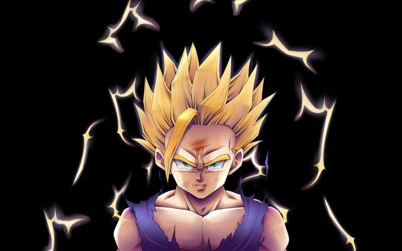 Spiky-haired Warrior — Black, Intense