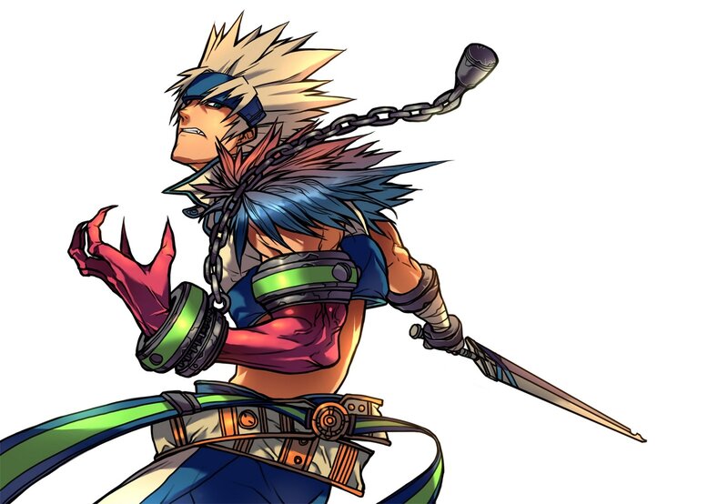 Spiky-haired Warrior — Blue, Aggressive