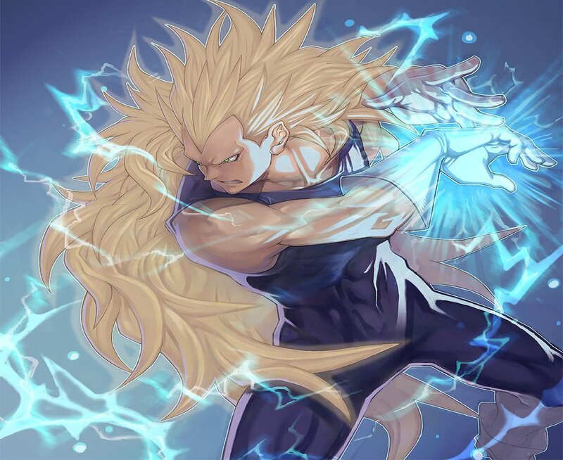 Spiky-haired Warrior — Blue, Intense