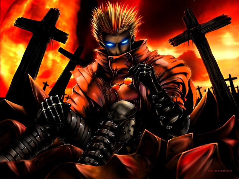 Spiky-haired Warrior — Red, Dramatic, Sunset