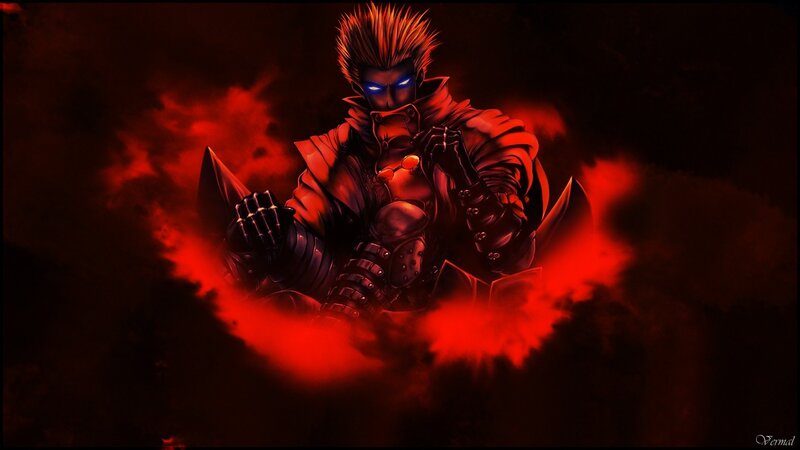 Spiky-haired Warrior — Red, Dramatic
