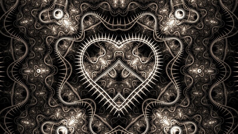 Spiky Heart Fractal — Black, Hypnotic