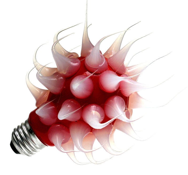 spiky red glass sculpture