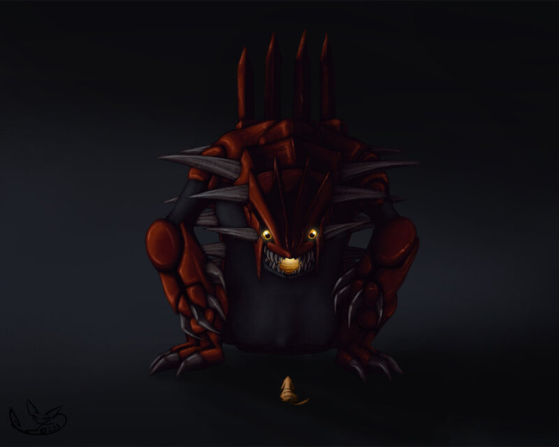spiky red monster creature