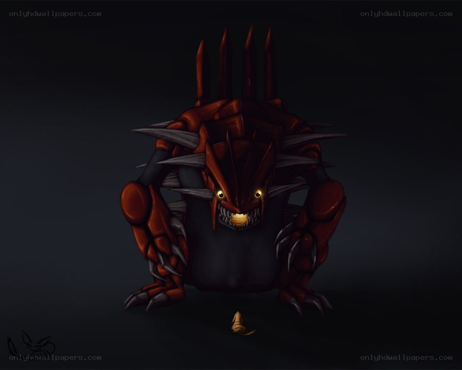 spiky red monster creature
