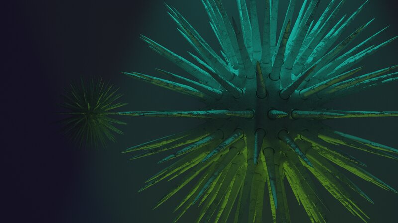Spiky Sea Urchin — Teal