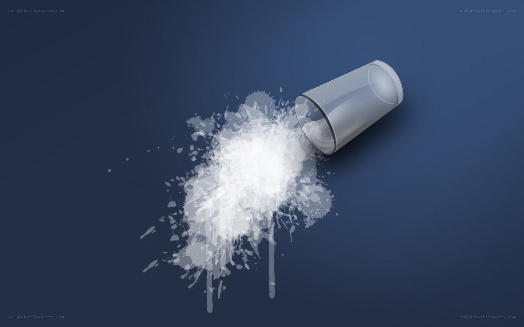 Spilled white liquid on blue