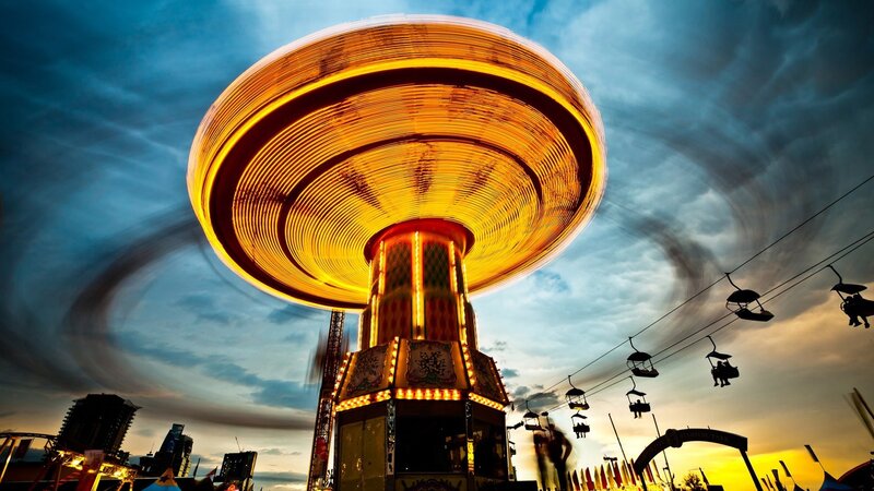 Spinning Carnival Ride — Yellow, Dramatic