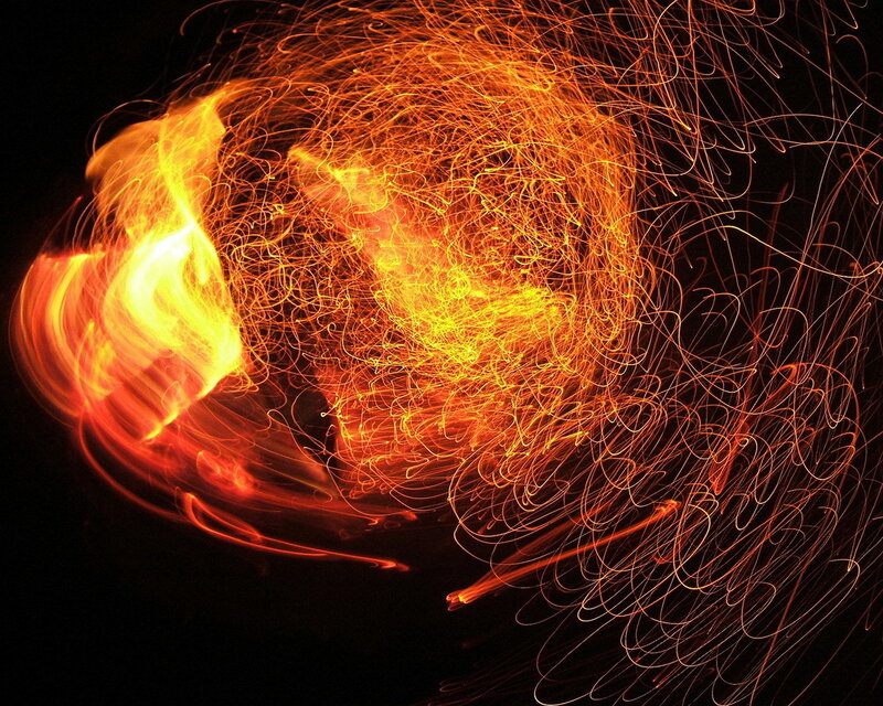 spinning fire light trails