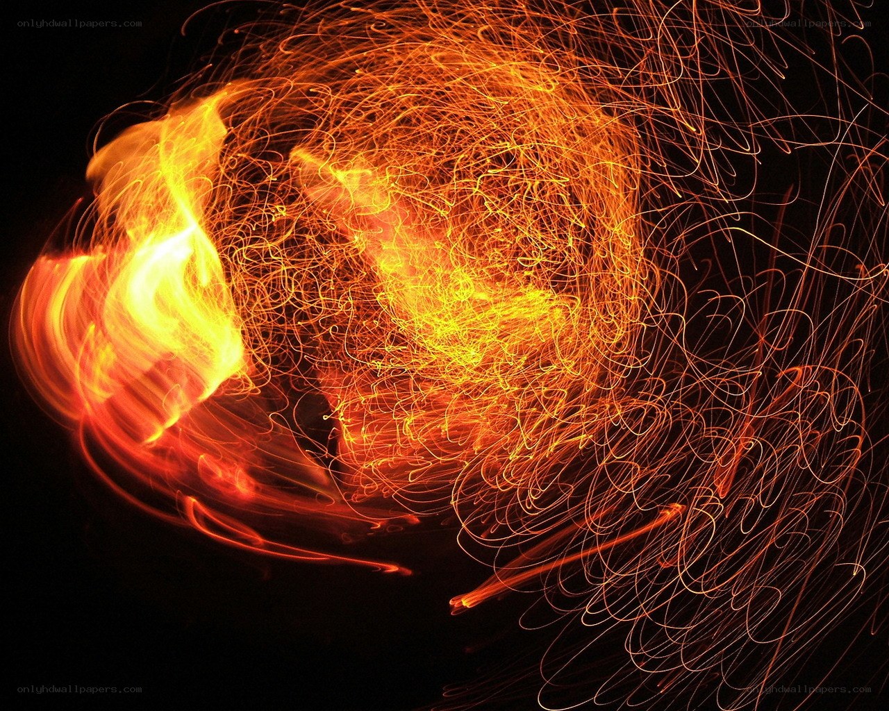 spinning fire light trails