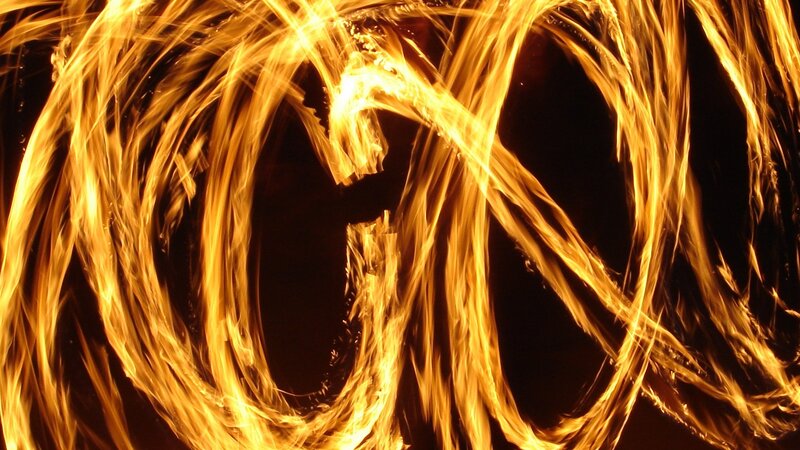 Spinning fire trails