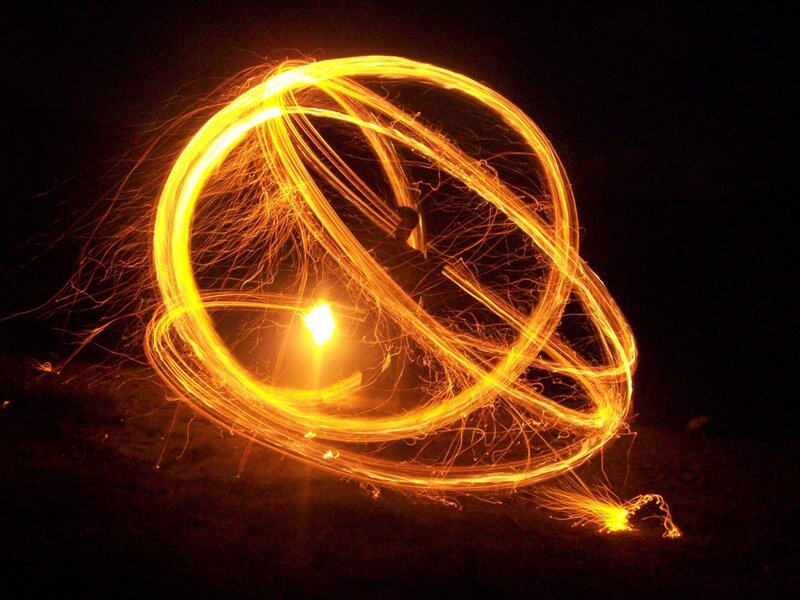 Spinning Firework Sparks — Yellow, Dramatic