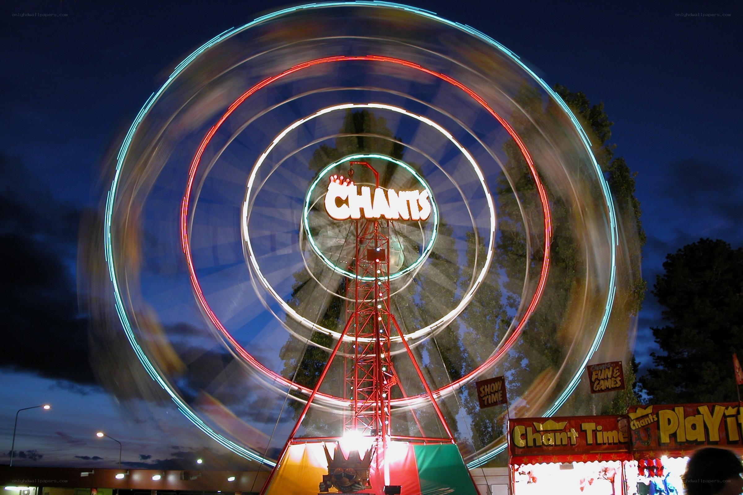 Spinning lights at a carnival