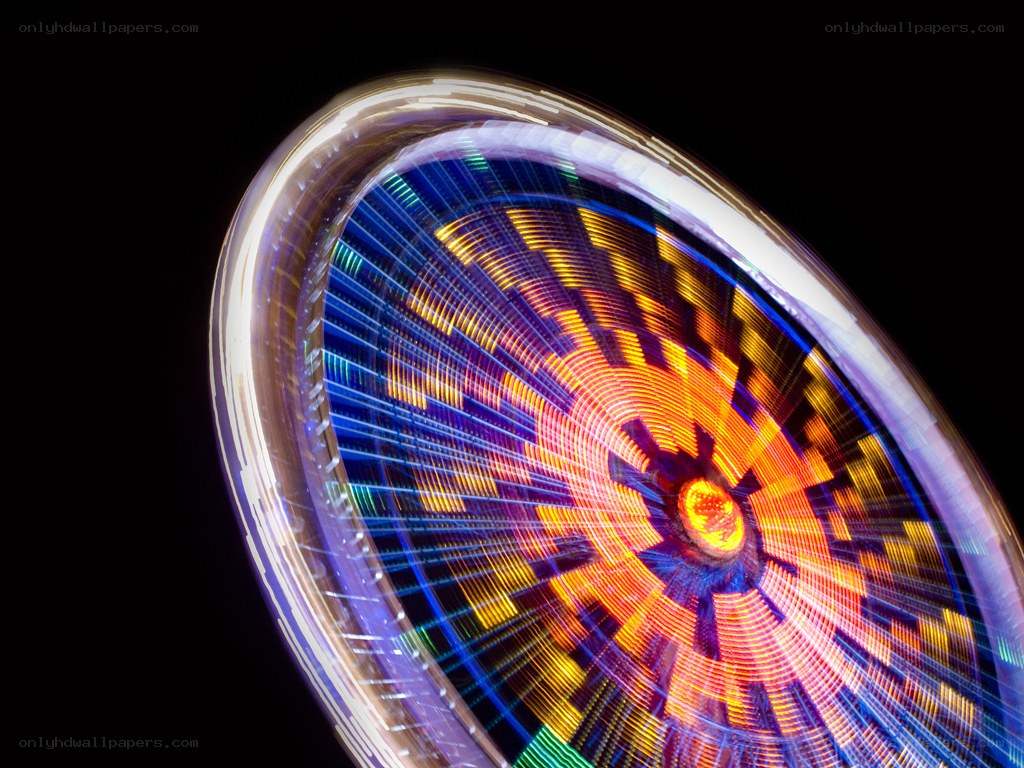 Spinning lights at night
