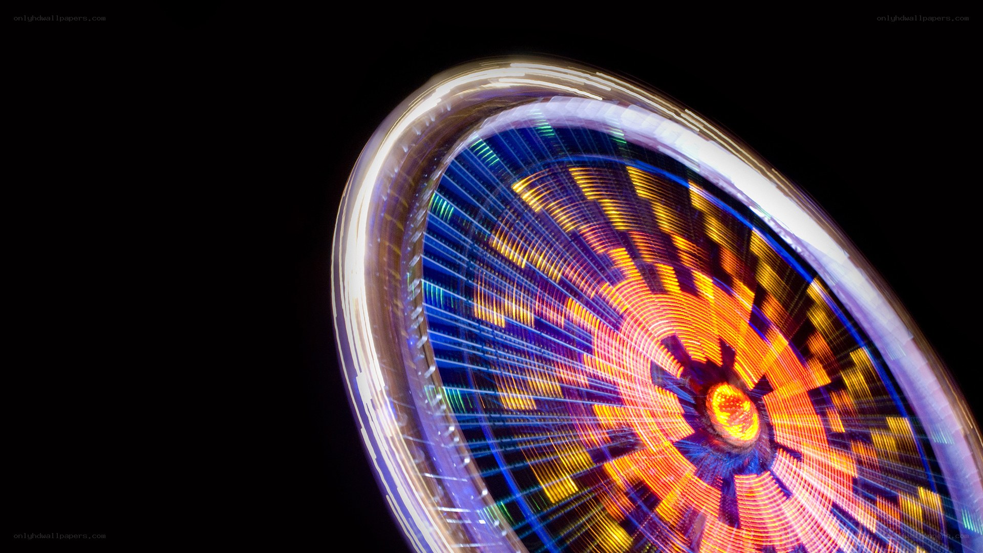 Spinning lights at night
