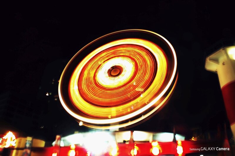 Spinning lights at night