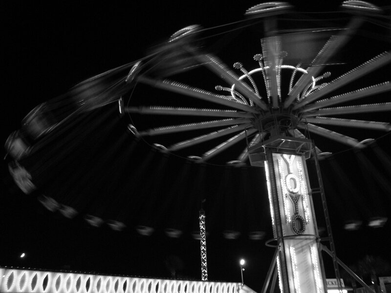 Spinning ride at night