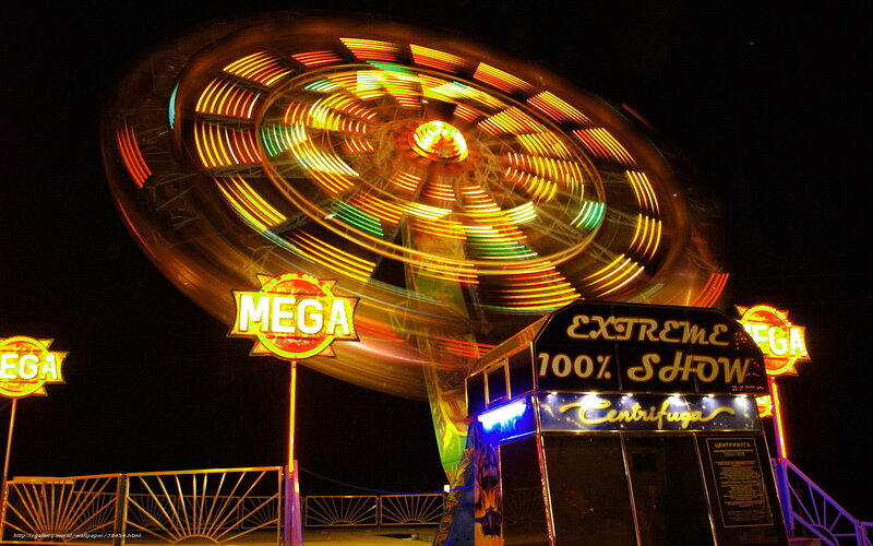 Spinning ride at night