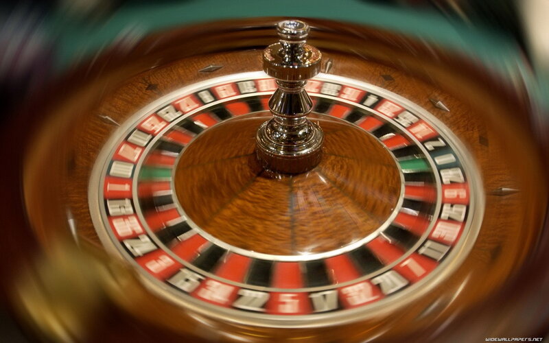 Spinning roulette wheel
