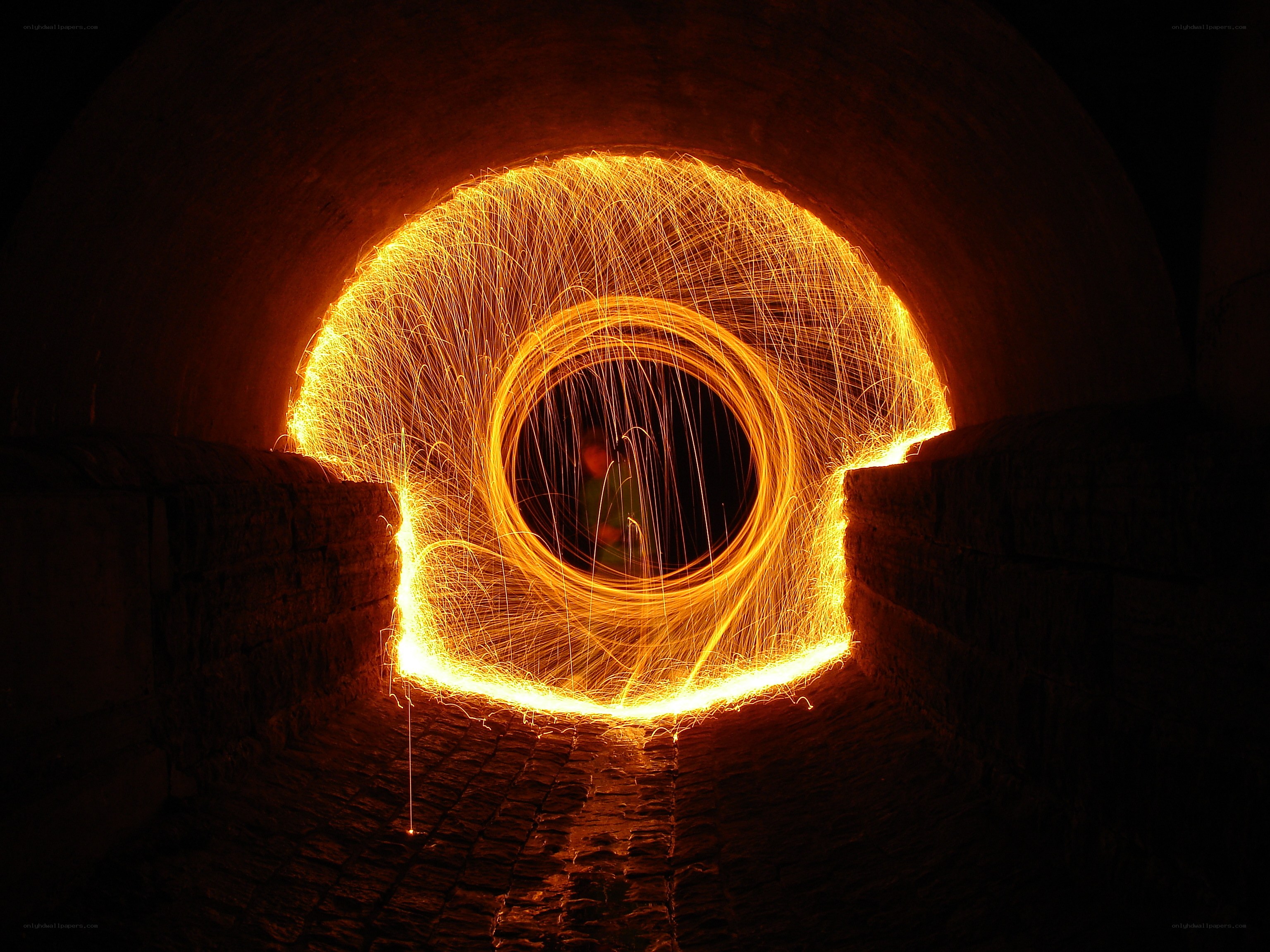 Spinning sparks in a tunnel