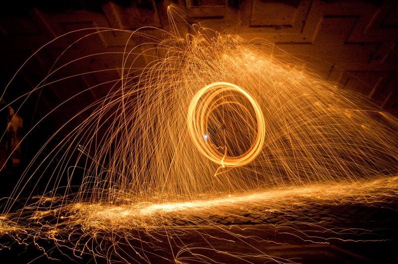 Spinning sparks in dark space