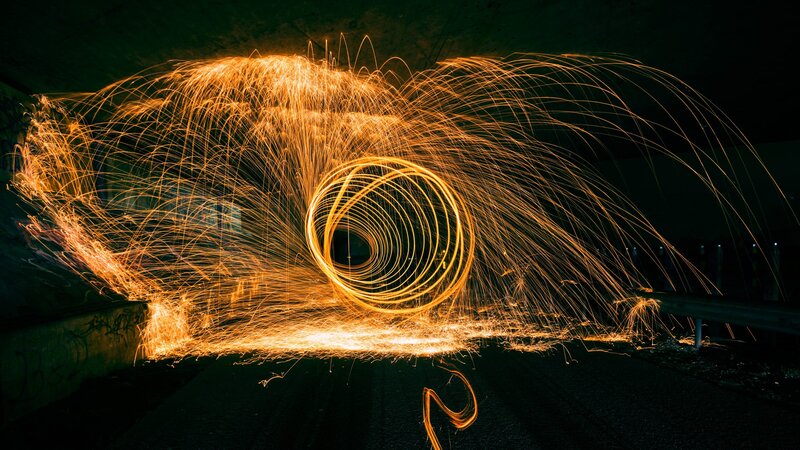 Spinning Steel Wool — Orange