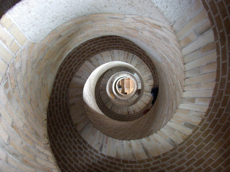 Spiral brick staircase